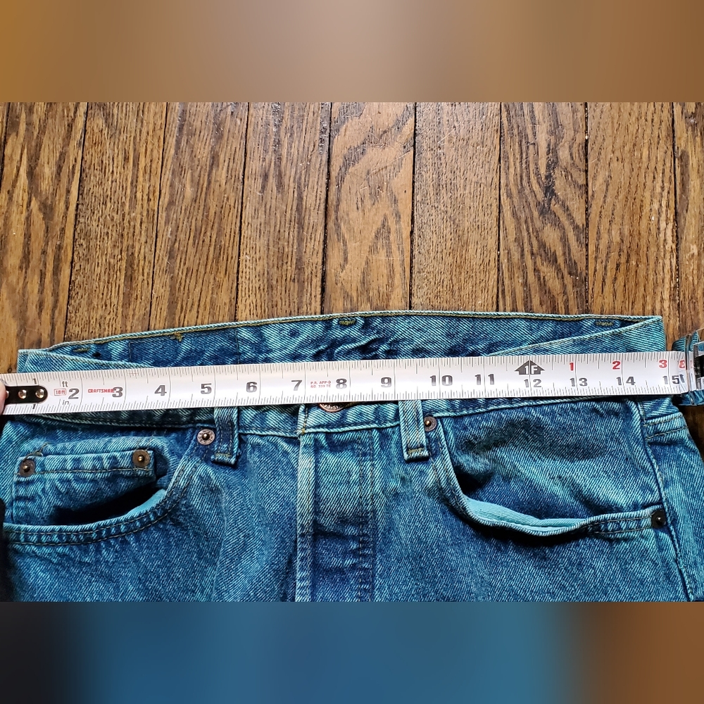 Vintage Levis 501 0675 W32 L34 Teal Overdye button fly red label 80s / 90s - Picture 15 of 16